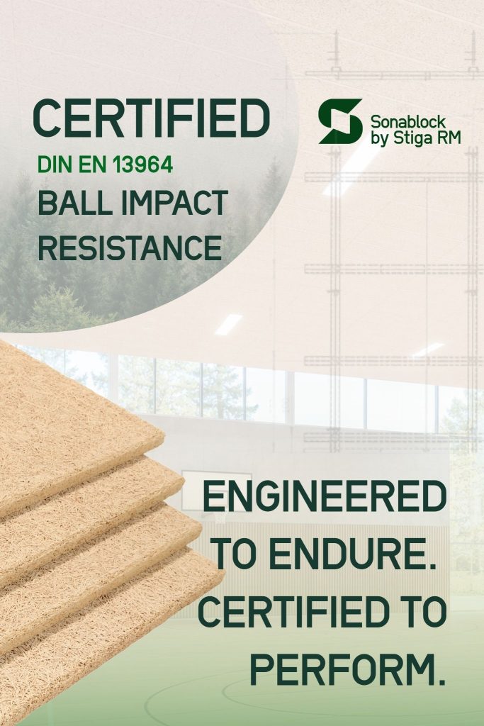 Sonablock achieves DIN EN 13964 Ball Impact Resistance certification